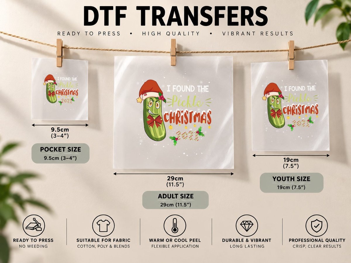 Pickle Christmas 2021, Holiday Festive, Christmas DTF Transfer Iron On