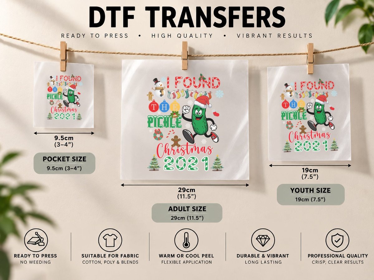 Pickle Christmas, Holiday Humor, Festive Gift Idea DTF Transfer Iron On