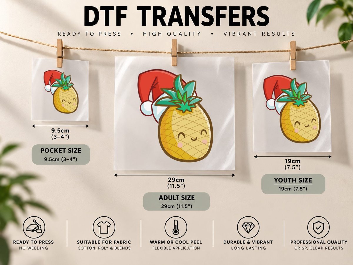 Pineapple Christmas, Festive Holiday Print, Holiday Vibes DTF Transfer Iron On