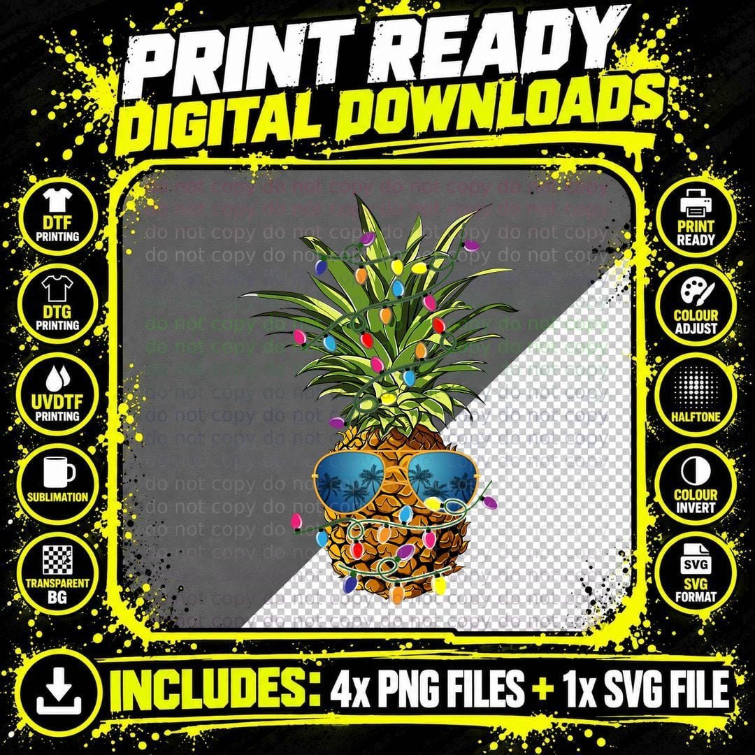 Pineapple Party T-Shirt, Tropical Summer Vibes Png SVG Digital Bundle