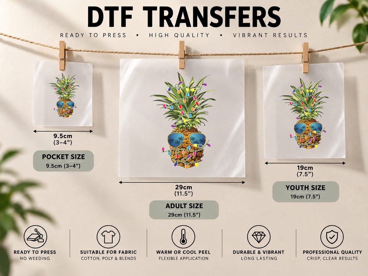 Pineapple Party, Tropical Summer Vibes, Festive Fun DTF Transfer Iron On