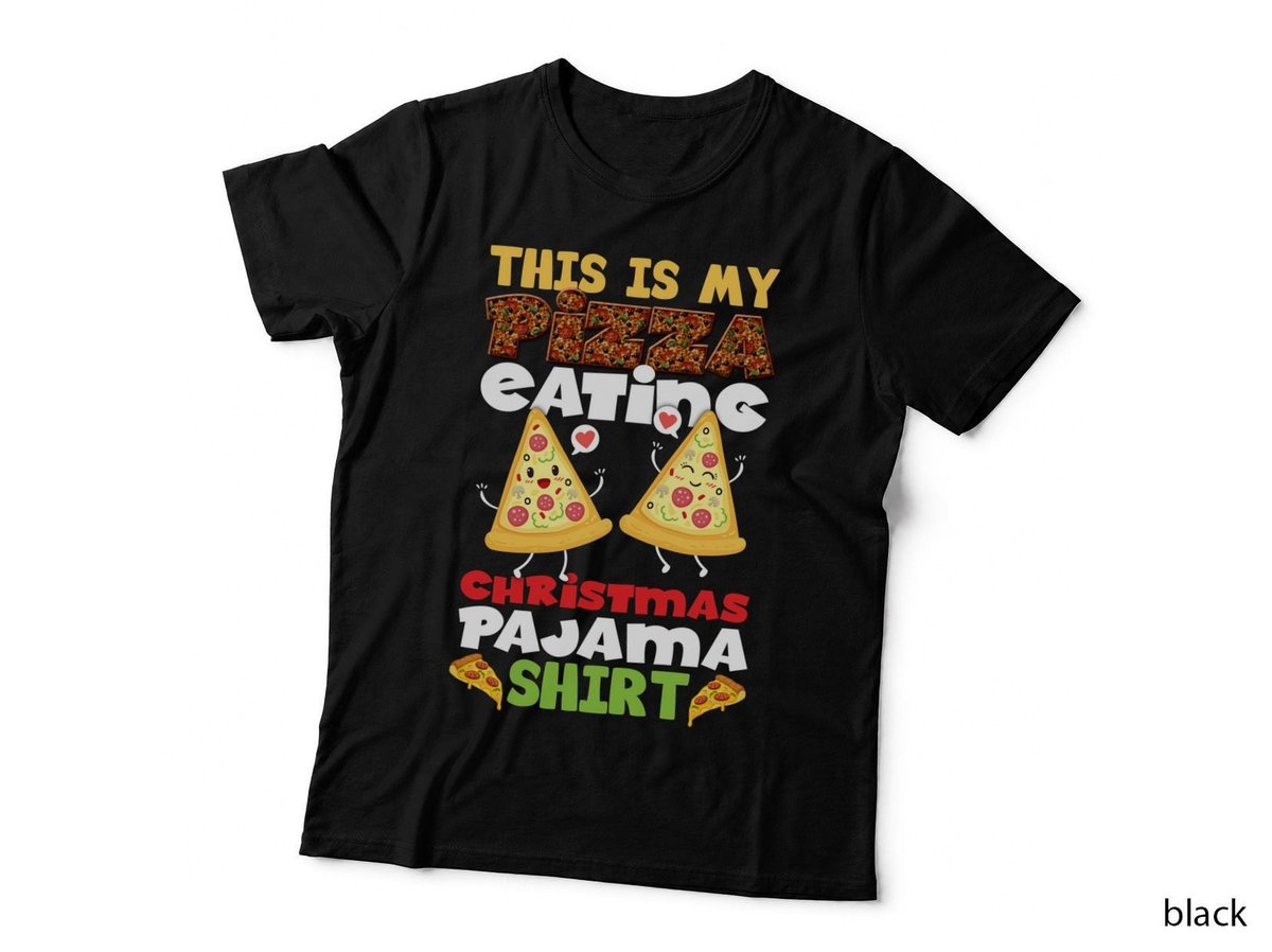 Pizza Christmas Pajama Shirt, Holiday Fun, Ugly Christmas Sweater Style T-Shirt
