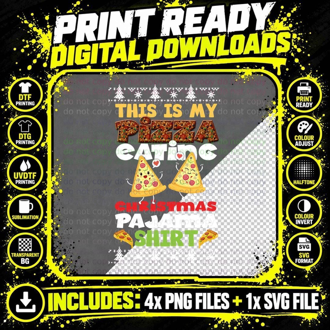 Pizza Christmas T-Shirt, Holiday Food Humor Png SVG Digital Bundle