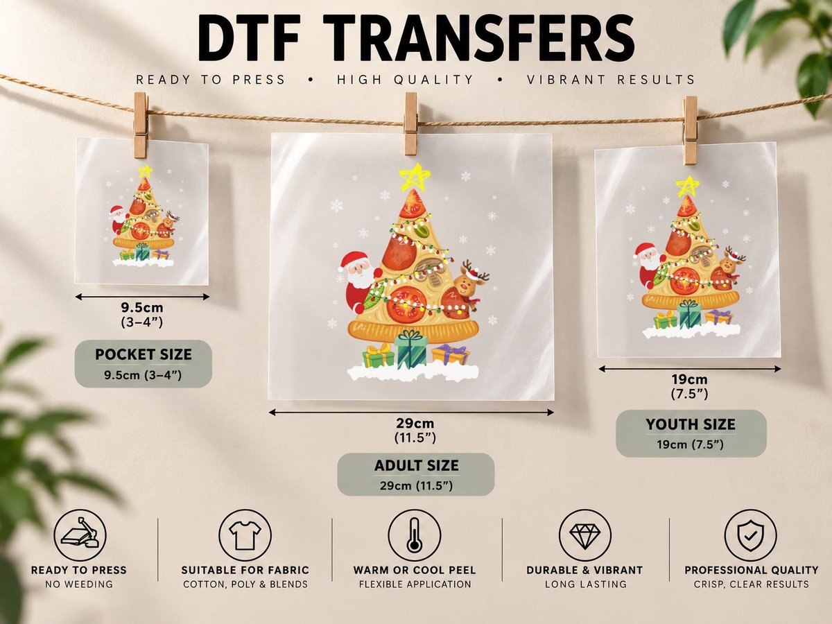 Pizza Christmas Tree, Festive Foodie Style DTF Transfer Iron On