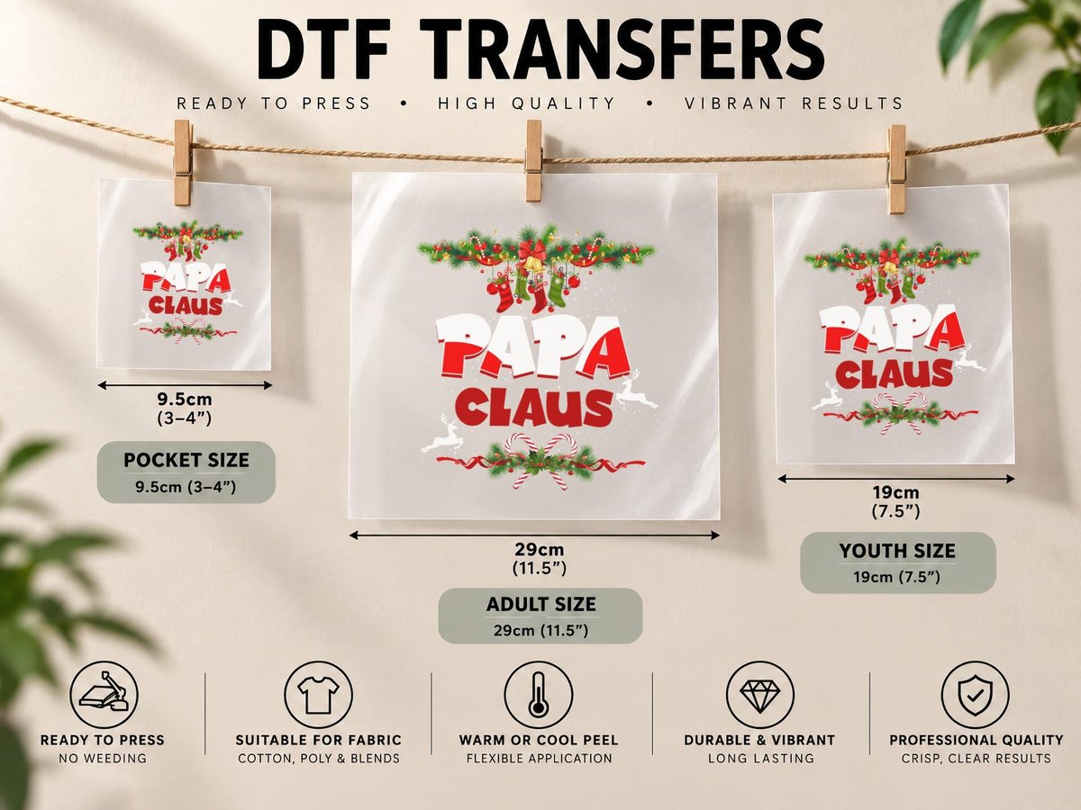 Pizza Claus, Christmas Theme, Holiday Fun DTF Transfer Iron On