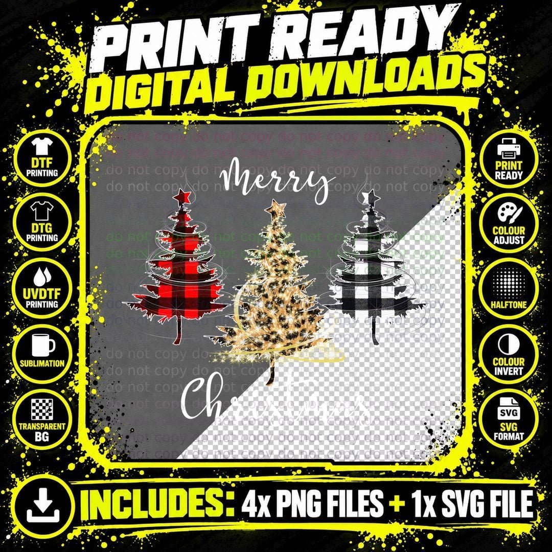 Plaid Christmas Tree T-Shirt, Festive Holiday Style Png SVG Digital Bundle
