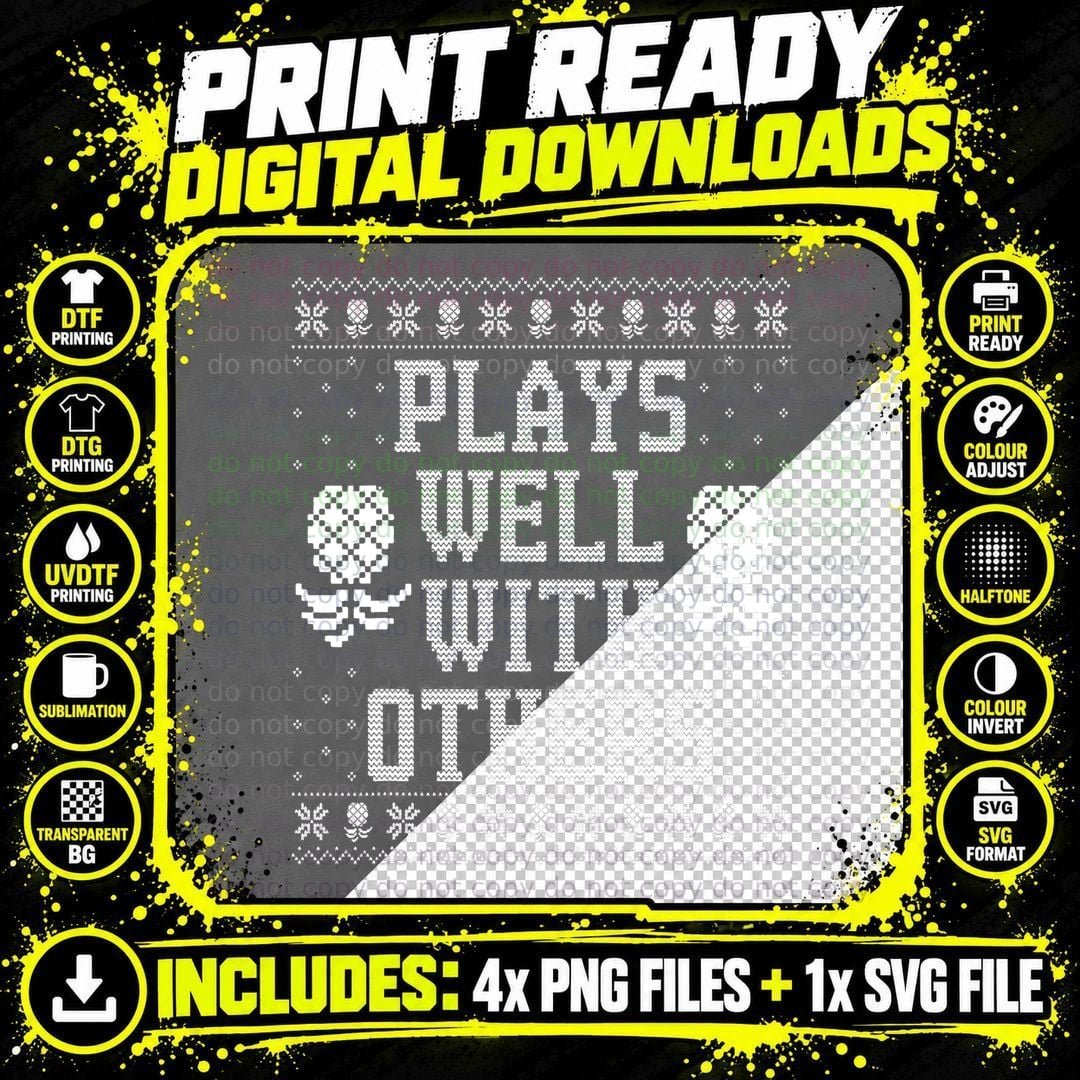 Plays Well with Others Pineapple Swinger T-Shirt Png SVG Digital Bundle