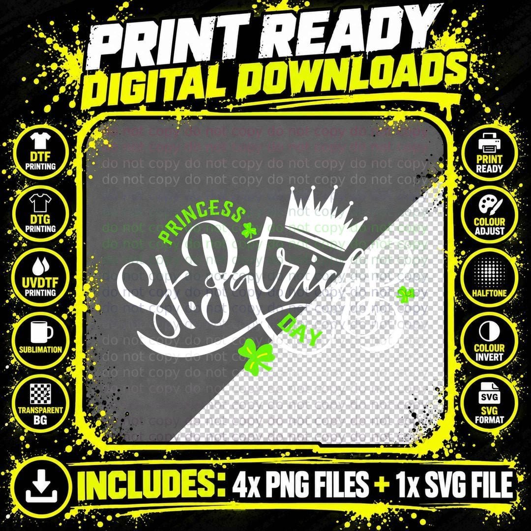 Princess St Patrick Day T-Shirt, St Patrick's Day Theme Png SVG Digital Bundle