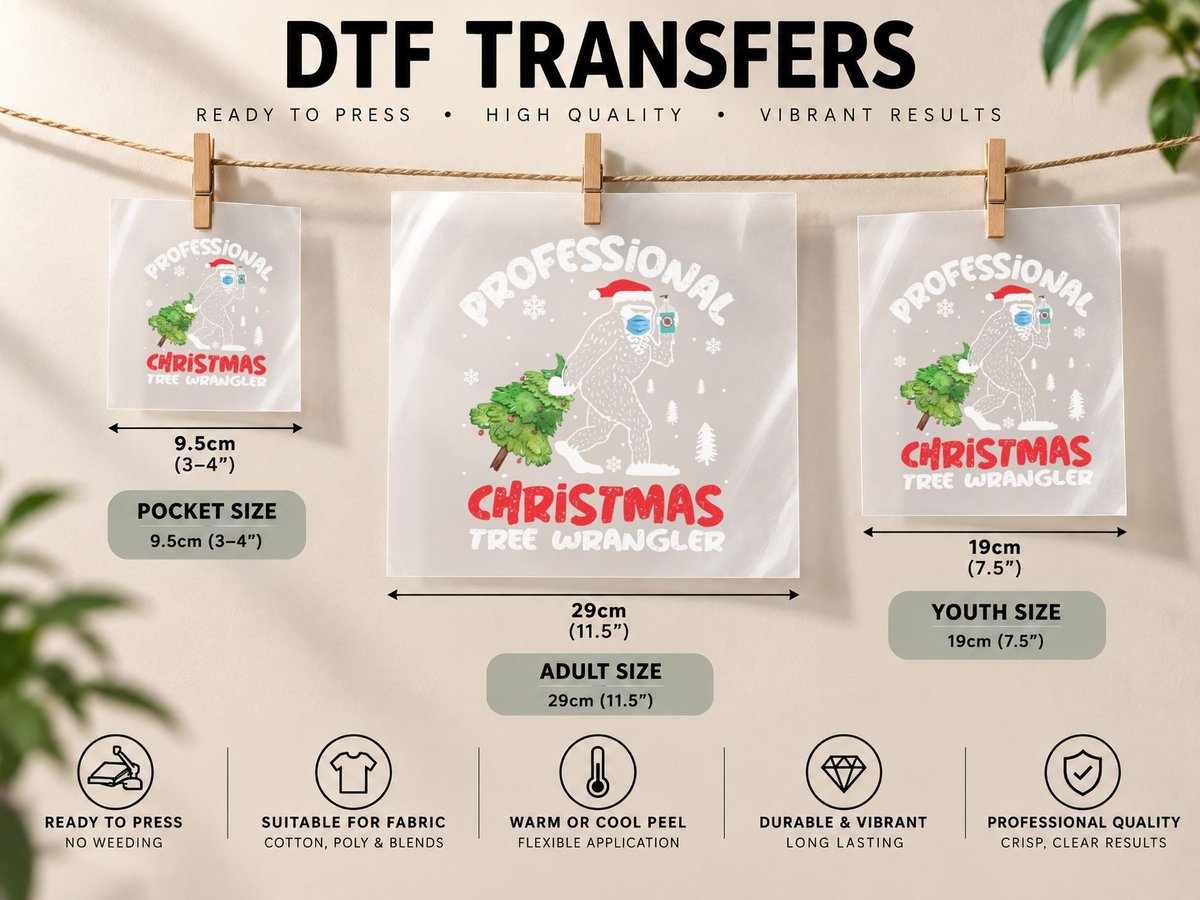 Professional Christmas Tree Wrangler Bigfoot DTF Transfer Iron On