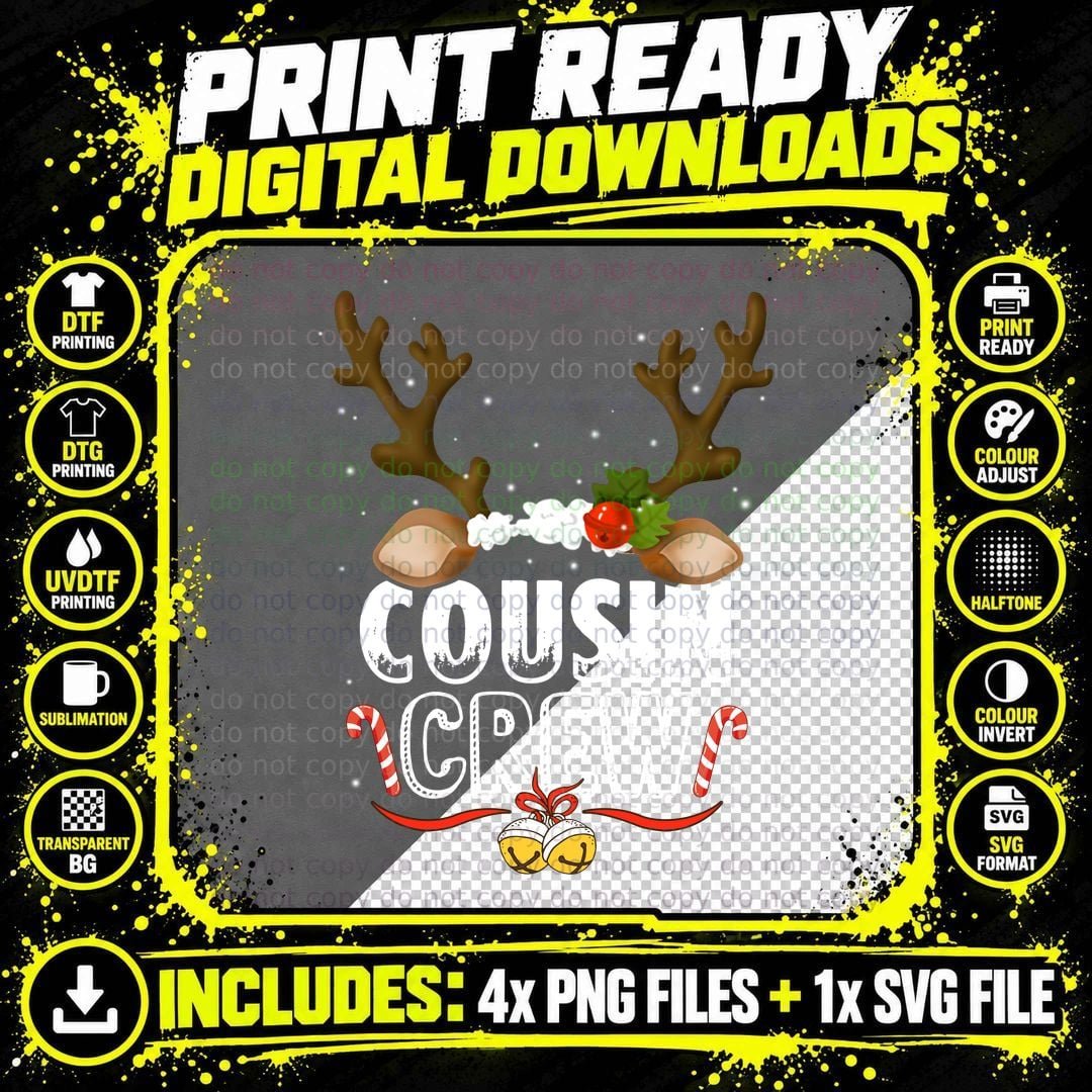 Reindeer Antlers Christmas T-Shirt Png SVG Digital Bundle