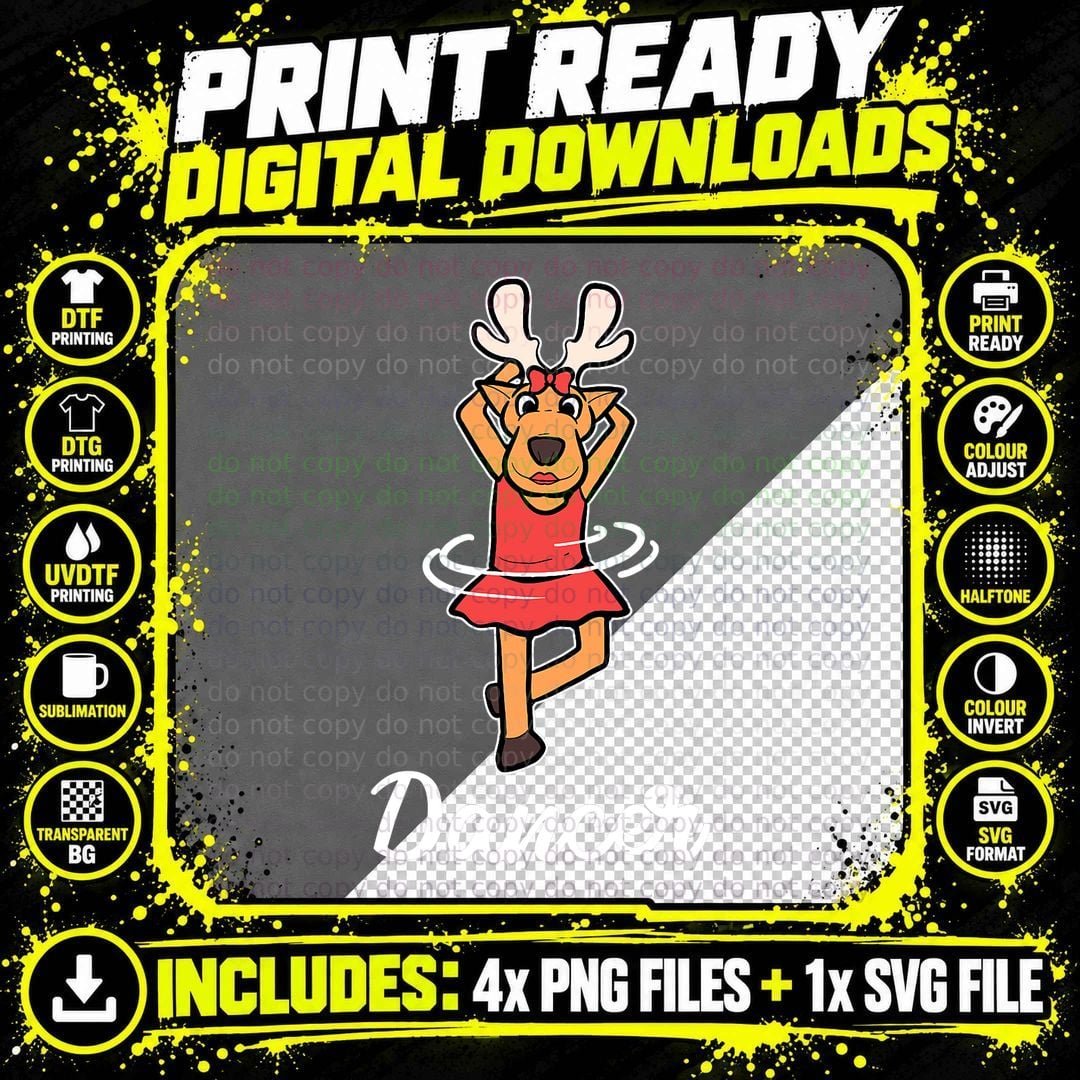 Reindeer Christmas Costume T-Shirt Png SVG Digital Bundle