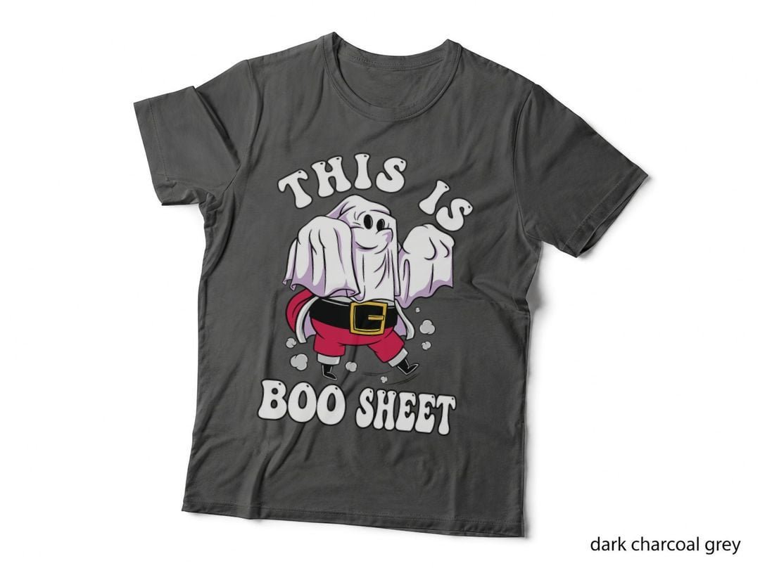 Retro Halloween Costume T-Shirt, Funny Ghost Santa, Boo Sheet Design