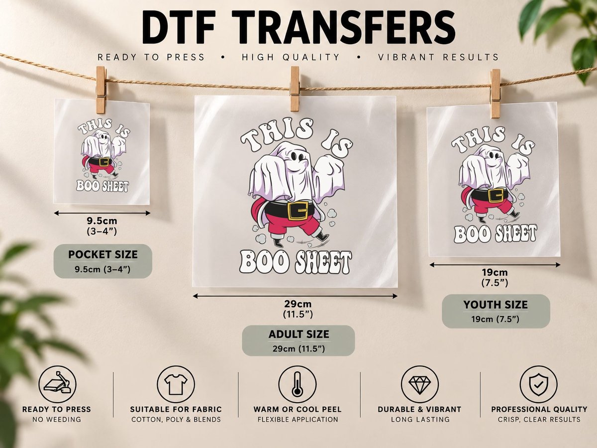 Retro Halloween Costume, Funny Ghost Santa DTF Transfer Iron On