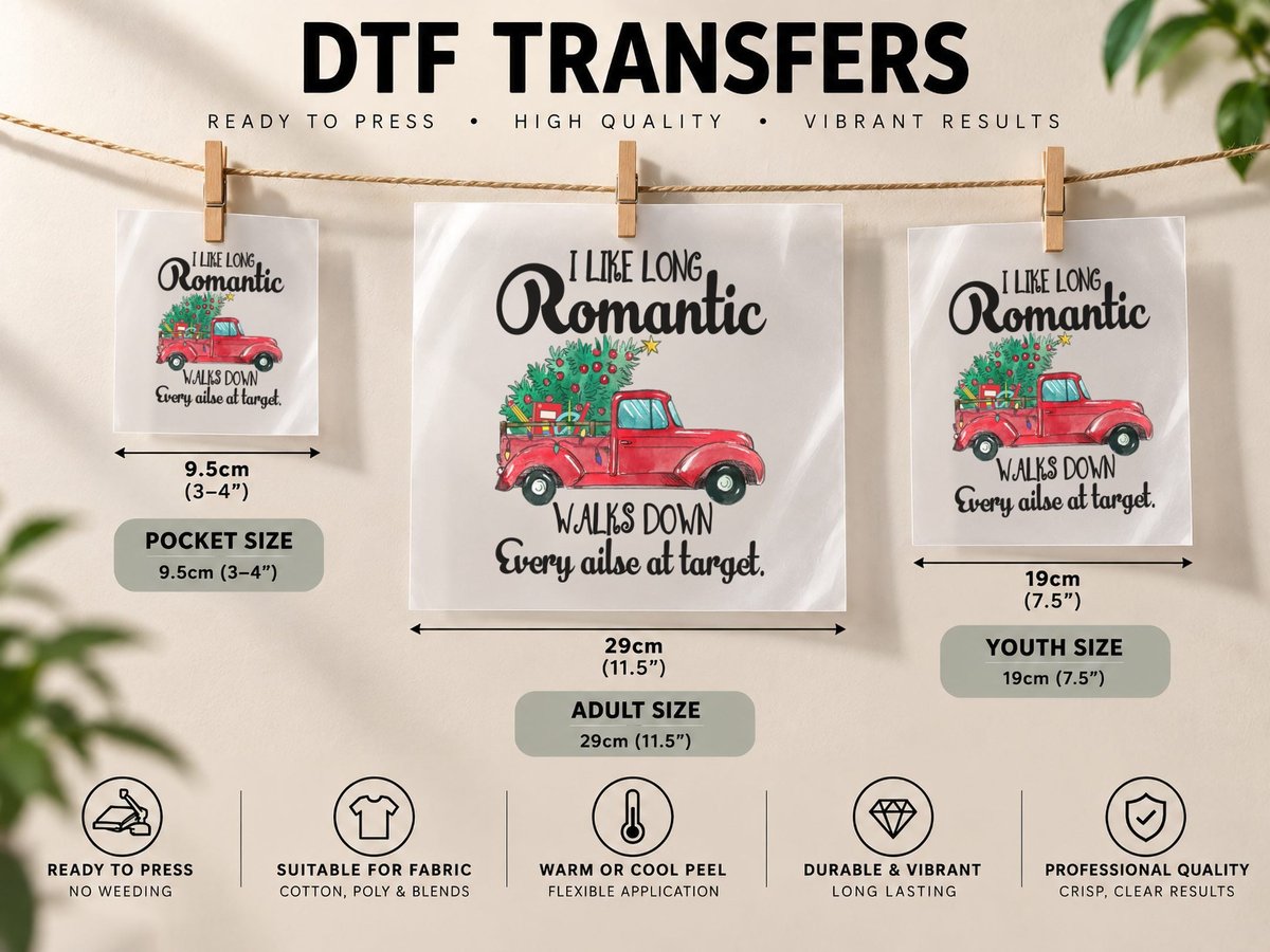 Romantic Christmas Truck, Vintage Holiday Style DTF Transfer Iron On