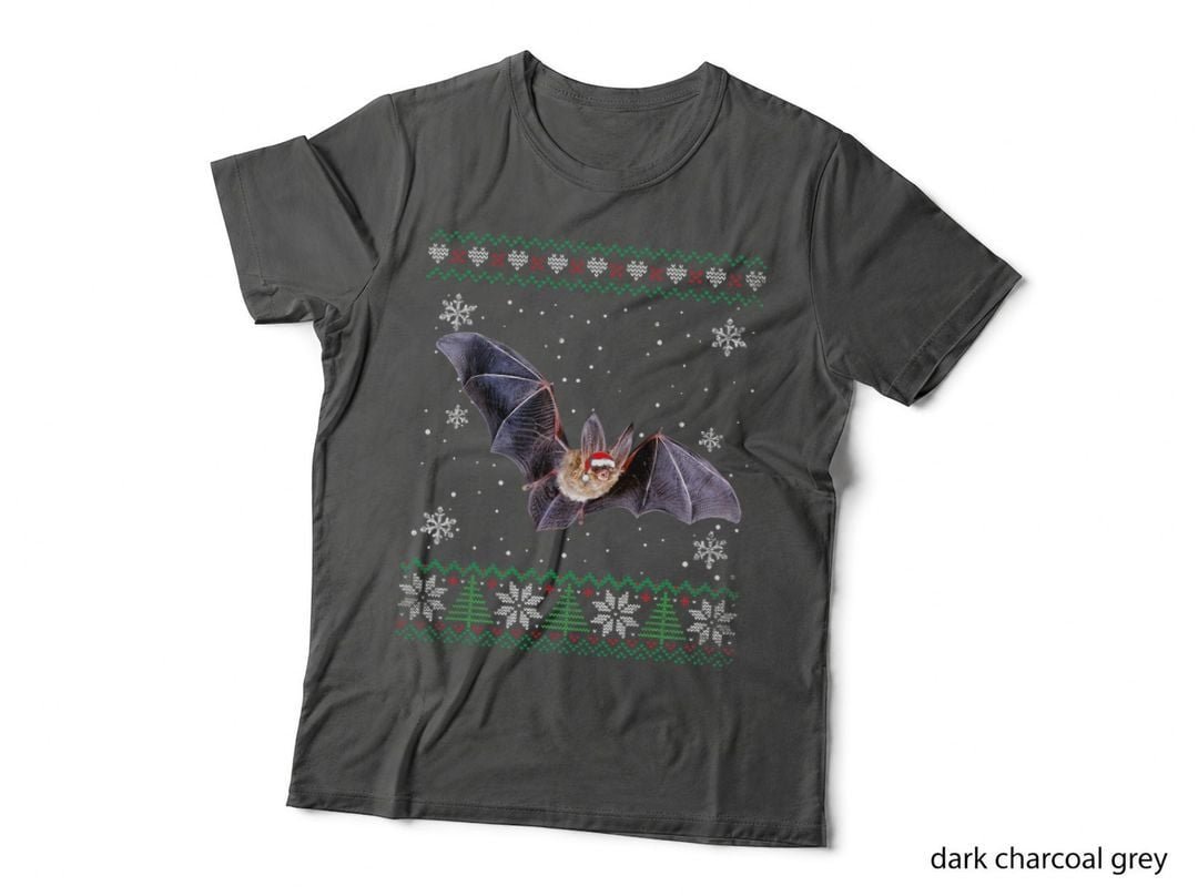 Santa Bat Ugly Sweater T-Shirt, Christmas Animal Print, Festive Holiday Wear