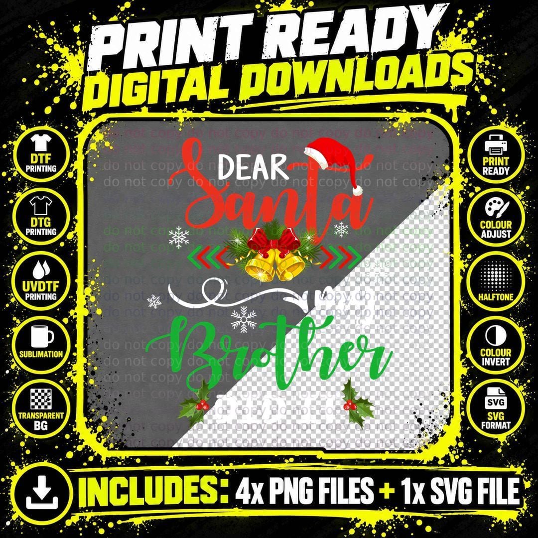 Santa Brother T-Shirt, Christmas Holiday Design Png SVG Digital Bundle