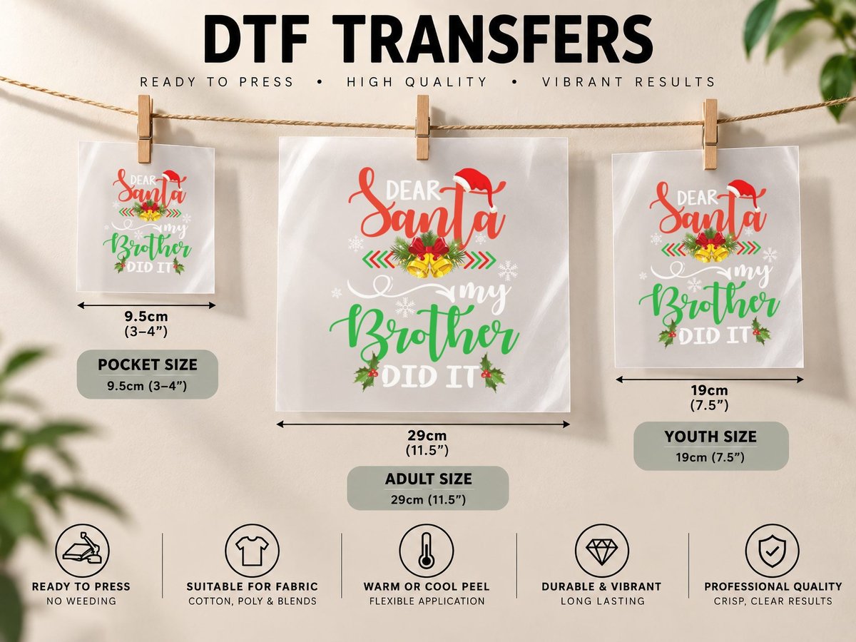 Santa Brother, Christmas Holiday Design DTF Transfer Iron On