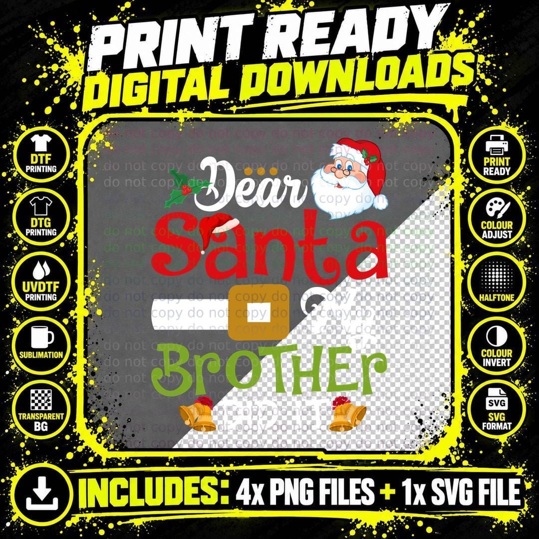 Santa Brother T-Shirt, Christmas Holiday Png SVG Digital Bundle