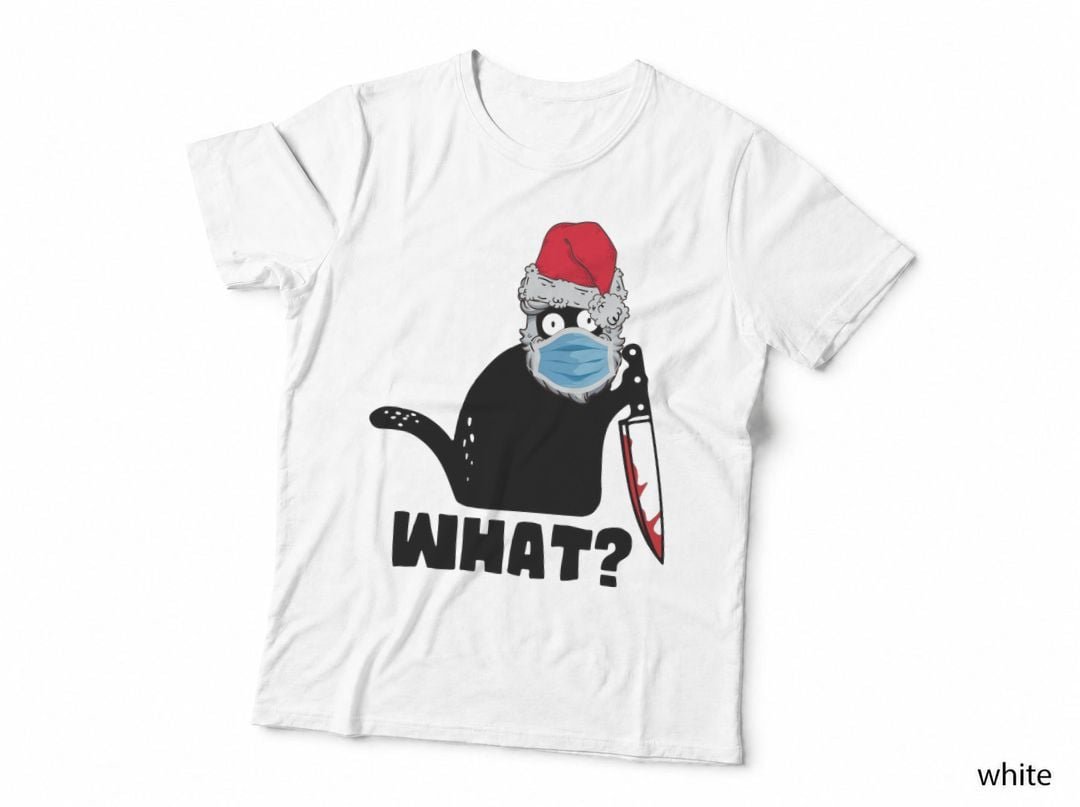 Santa Cat Murderer T-Shirt, Christmas Horror, Pet Lover Apparel