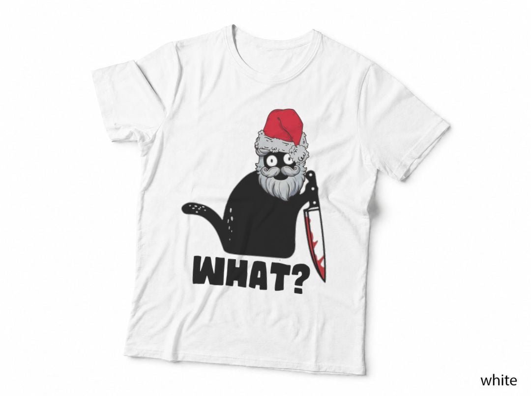 Santa Cat Murderer T-Shirt, Funny Sarcasm, Pet Lover Apparel