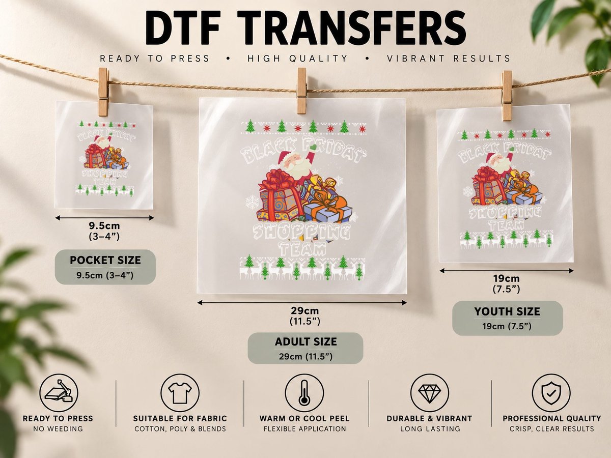Santa Claus Christmas Gift, Festive Holiday Style DTF Transfer Iron On
