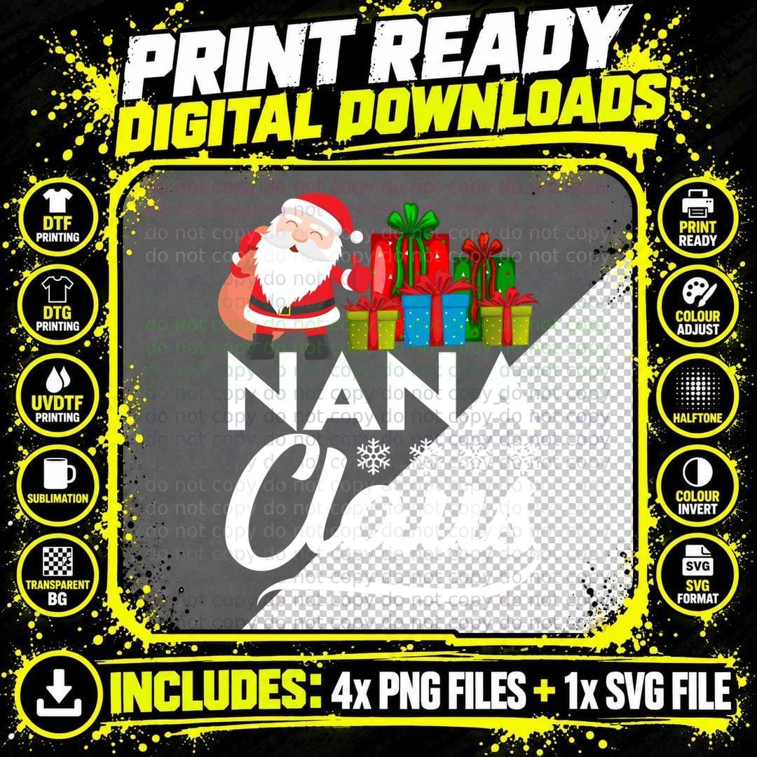 Santa Claus Christmas T-Shirt, Festive Holiday Theme Png SVG Digital Bundle