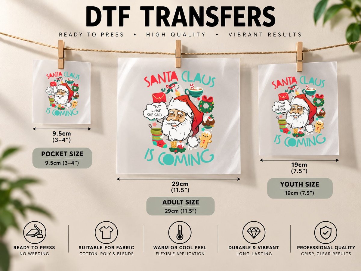 Santa Claus Is Coming That's What She Said DTF Transfer Iron On