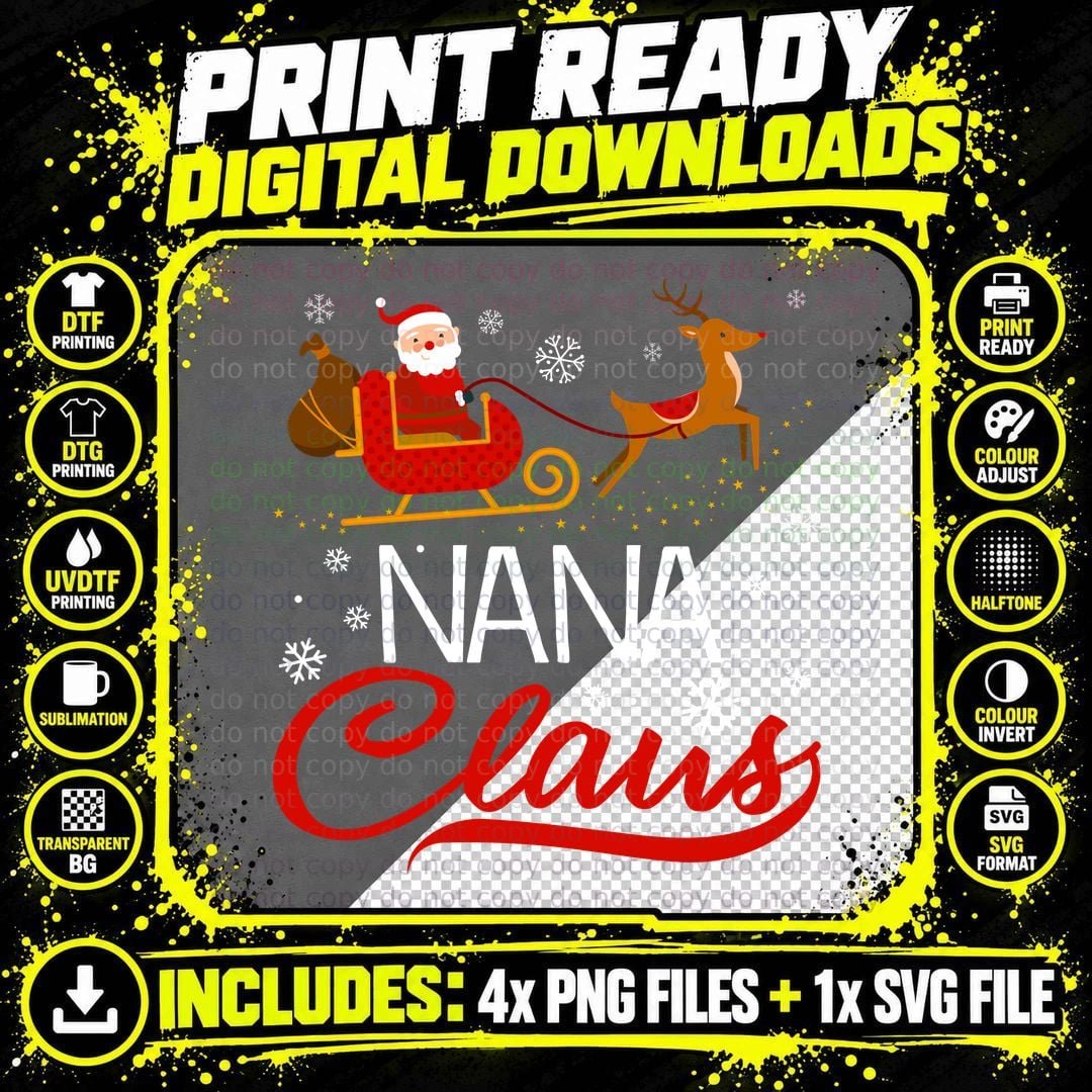 Santa Claus Sleigh Ride T-Shirt, Christmas Holiday Style Png SVG Digital Bundle
