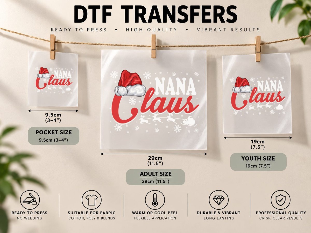 Santa Claus, Christmas Holiday Theme DTF Transfer Iron On
