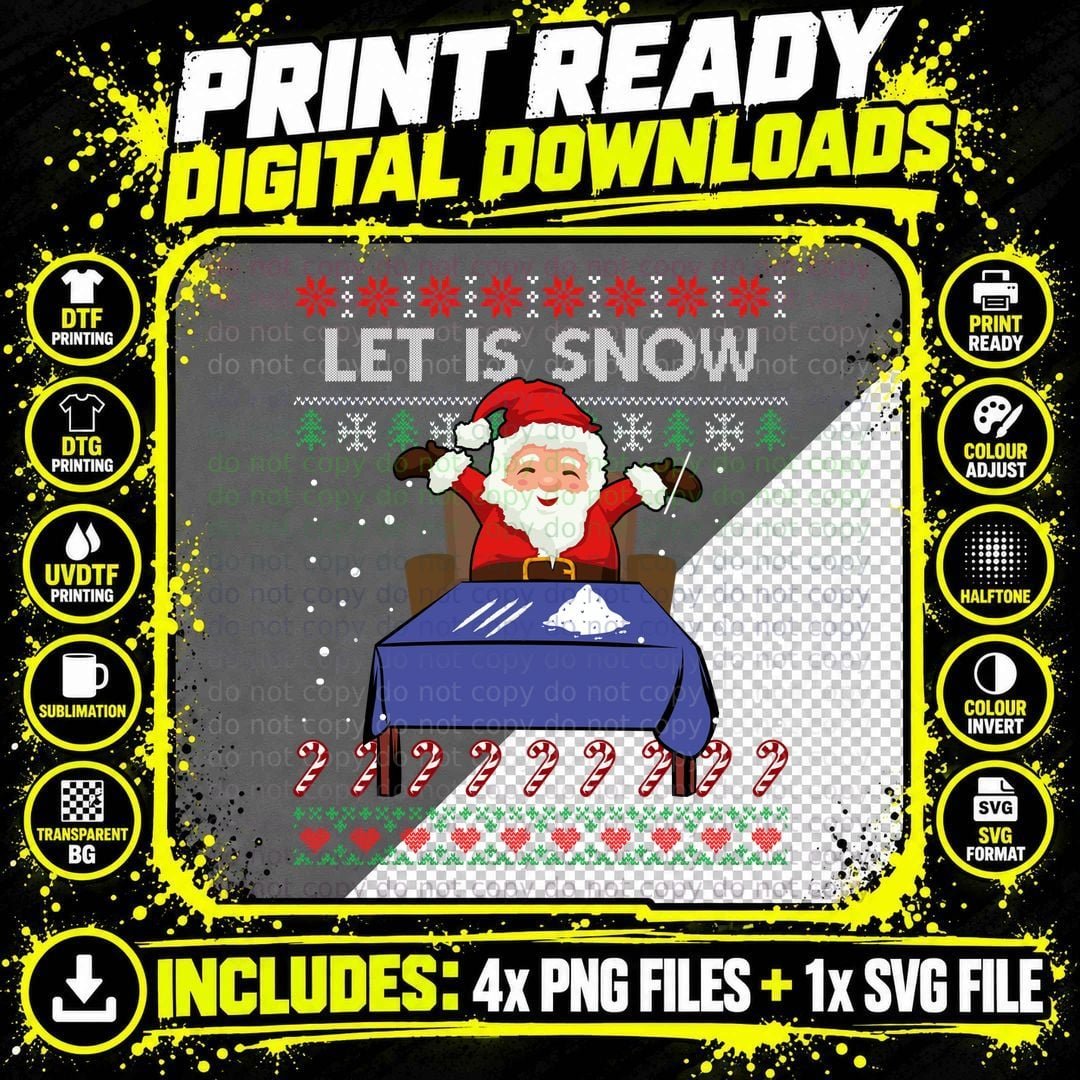 Santa Claus T-Shirt, Christmas Holiday Theme Png SVG Digital Bundle