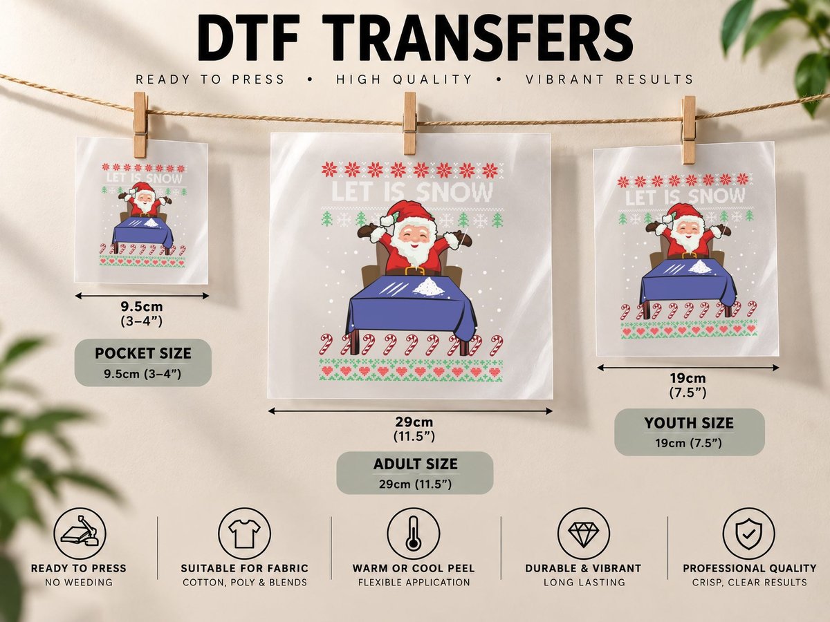 Santa Claus, Christmas Holiday Theme, Festive Xmas Print DTF Transfer Iron On