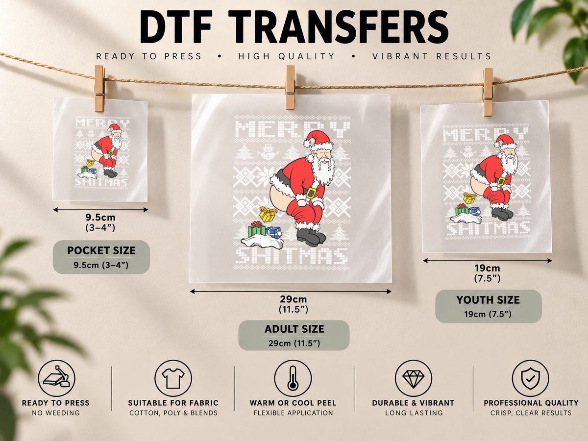 Santa Claus, Christmas Theme, Festive Holiday Wear DTF Transfer Iron On