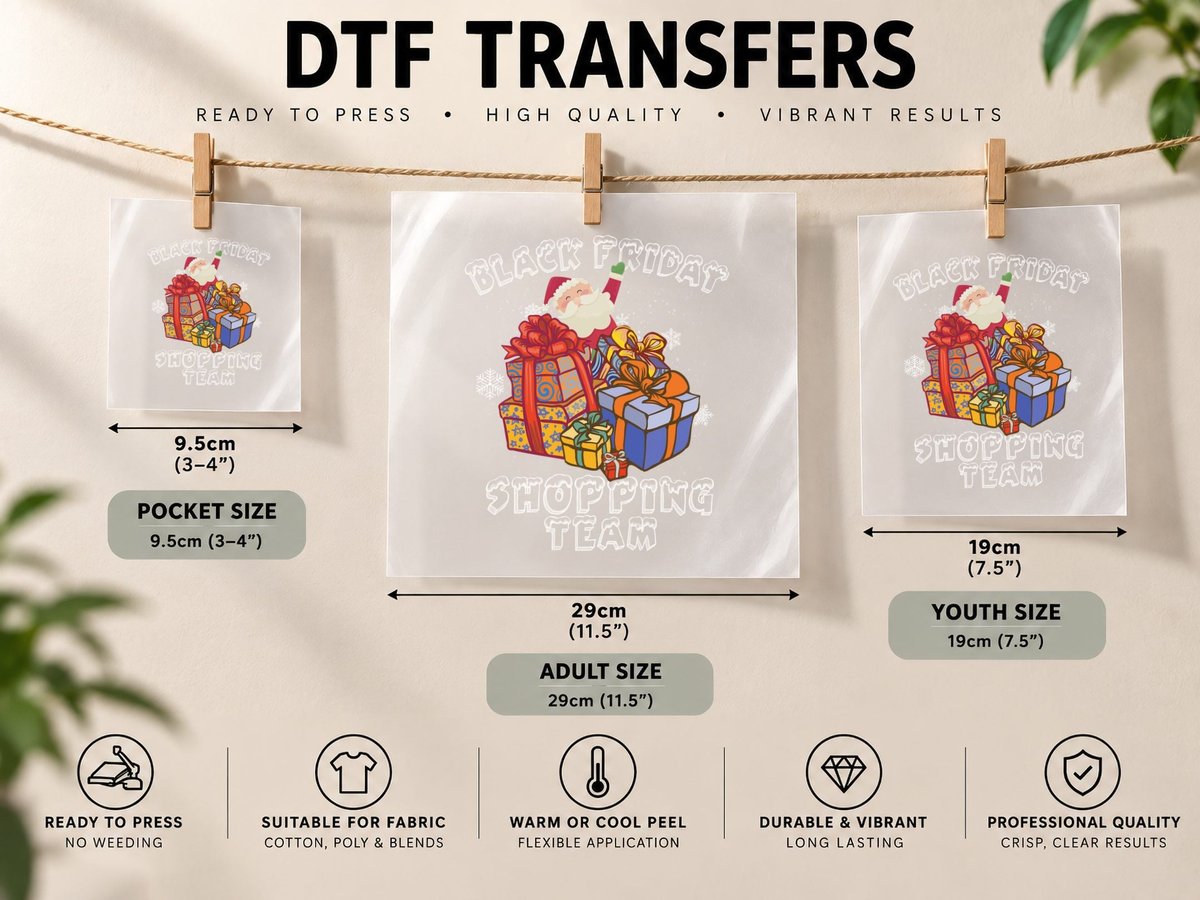Santa Claus with Gifts, Christmas Holiday Theme DTF Transfer Iron On