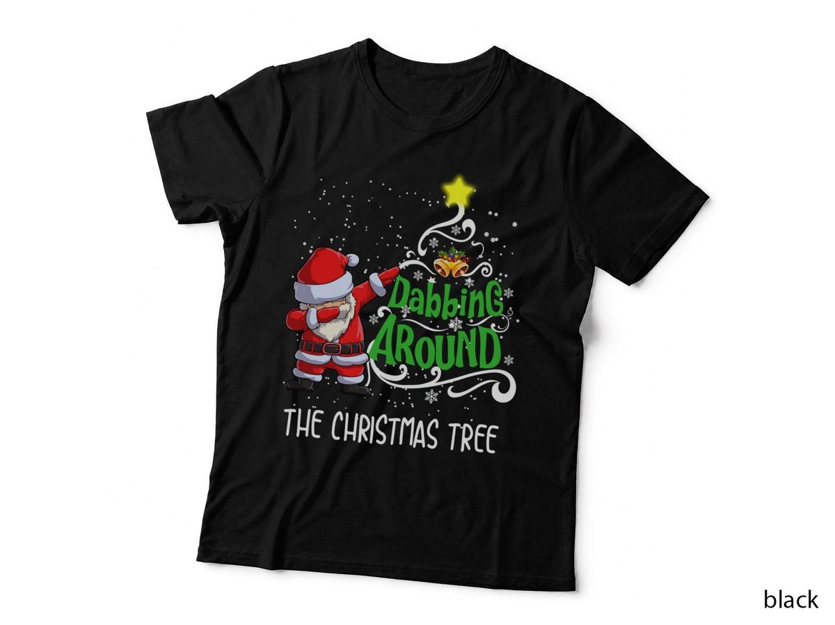 Santa Dabbing Around the Christmas Tree, Holiday Fun, Festive Gift Idea T-Shirt