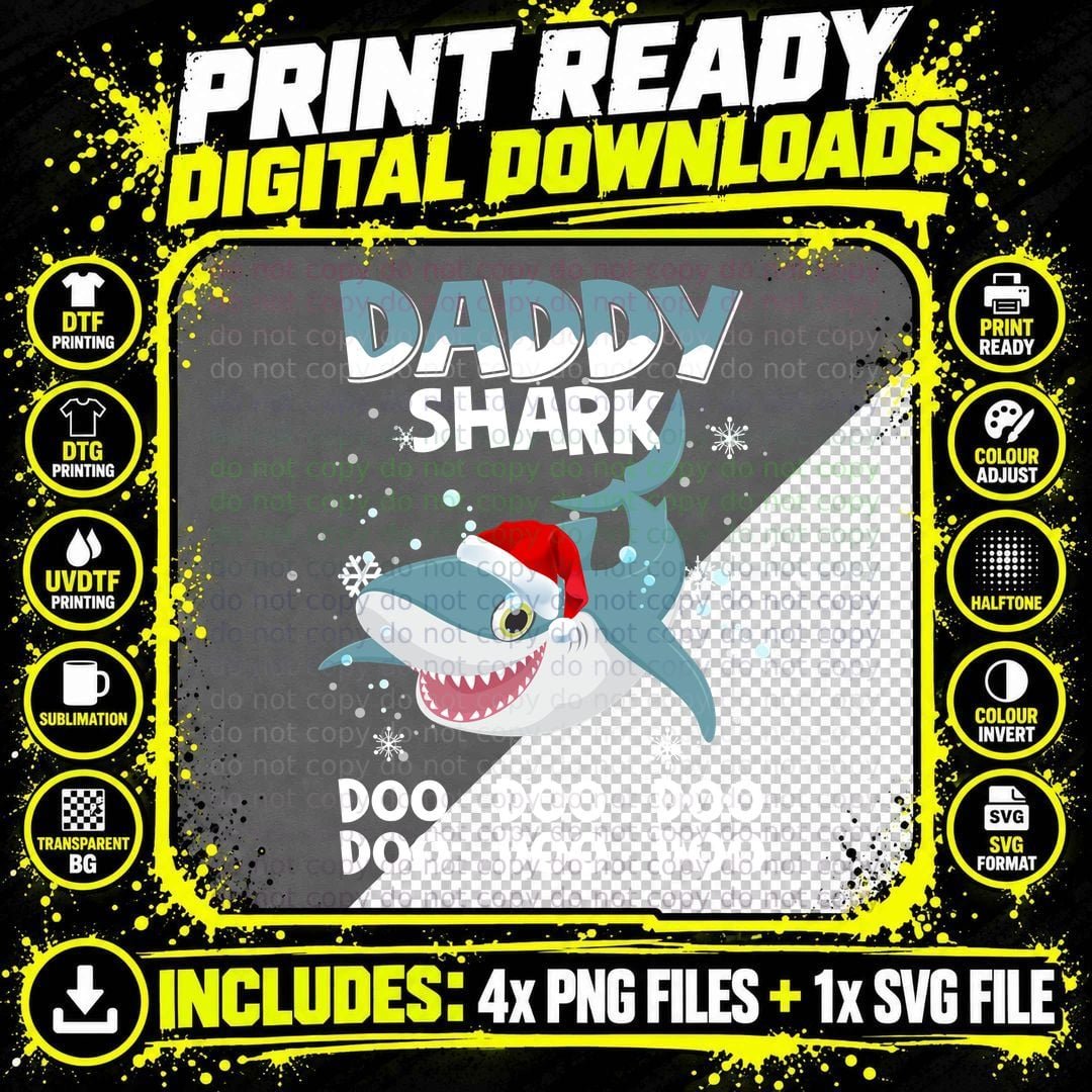 Santa Daddy Shark T-Shirt, Christmas Holiday, Funny Doo Png SVG Digital Bundle