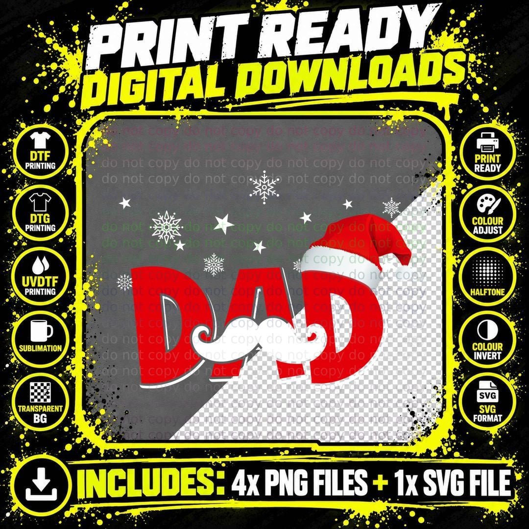 Santa Hat Dad T-Shirt, Christmas Holiday Style Png SVG Digital Bundle