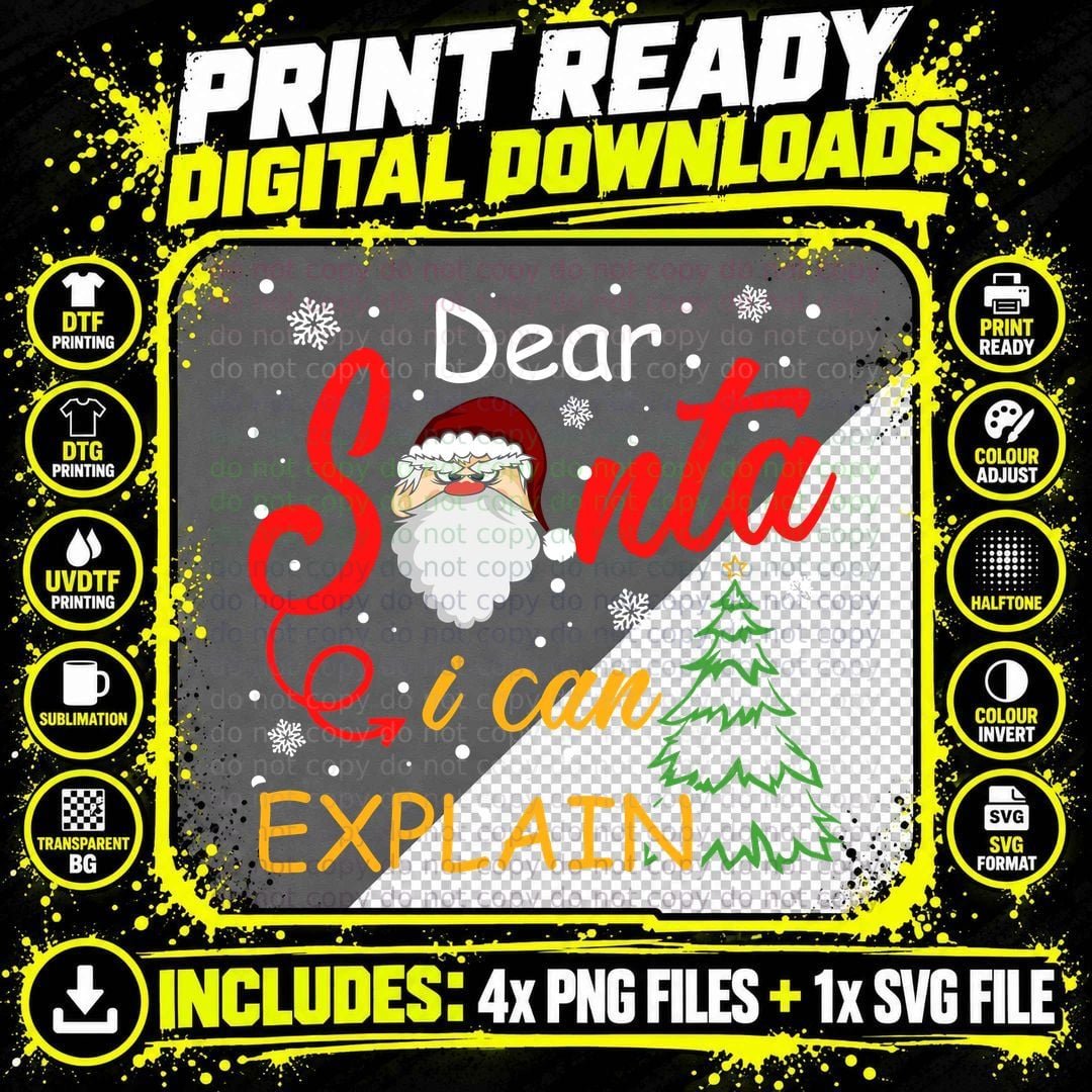 Santa I Can Explain T-Shirt, Christmas Humor Png SVG Digital Bundle
