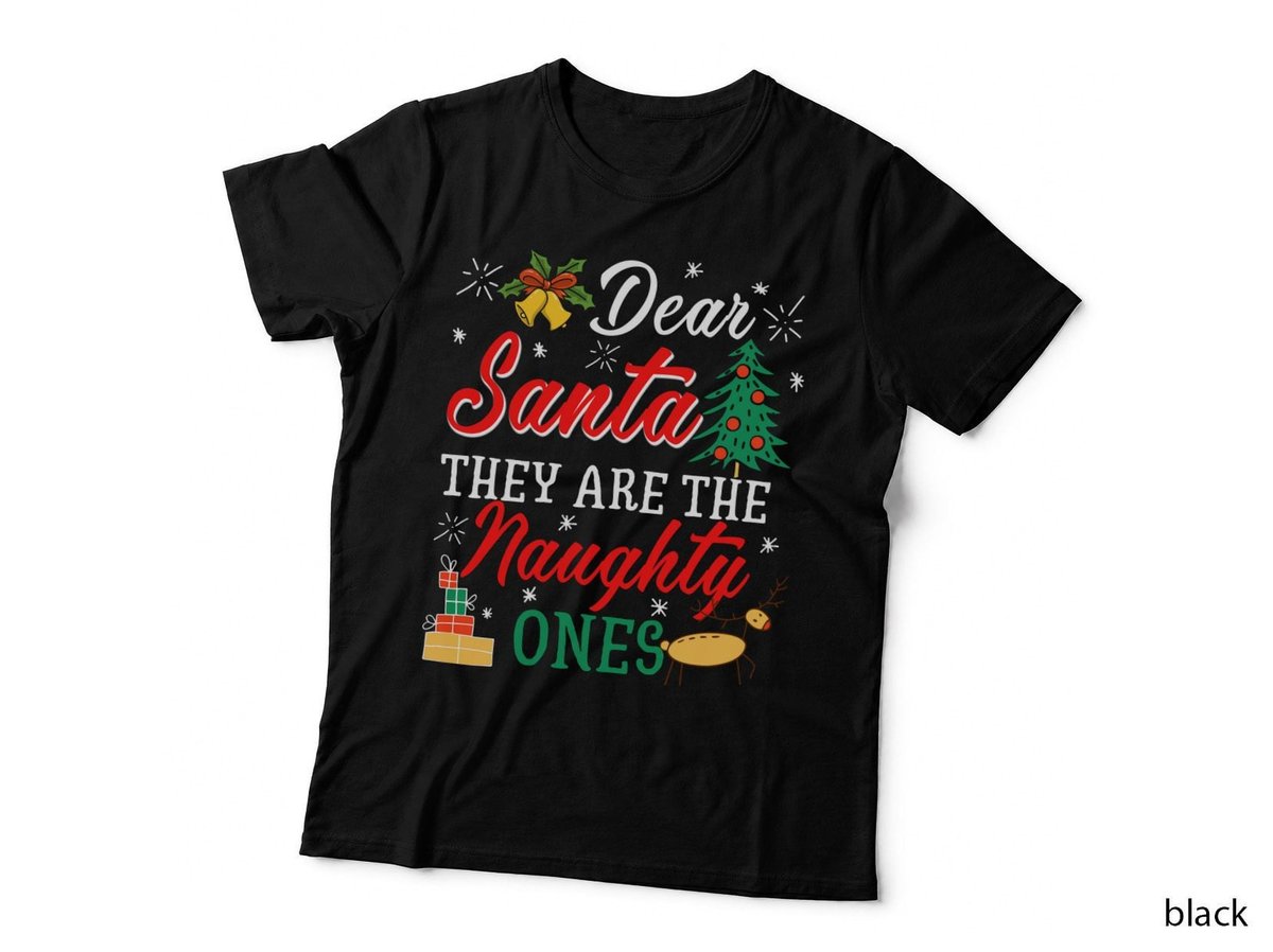 Santa Naughty Ones T-Shirt, Christmas Holiday Print