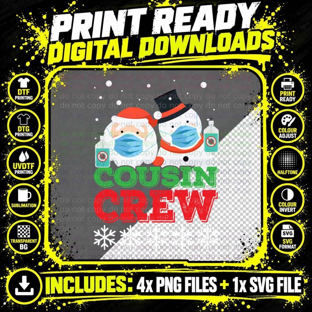 Santa Snowman Mask T-Shirt, Christmas Holiday Print Png SVG Digital Bundle