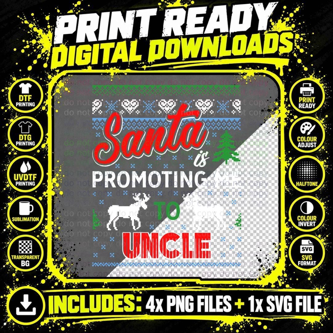 Santa to Uncle T-Shirt, Christmas Holiday Png SVG Digital Bundle
