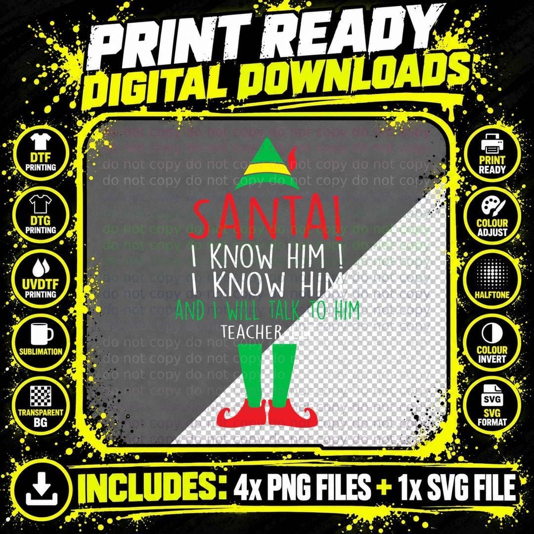 Santa! Christmas Elf T-Shirt, Holiday Cheer Png SVG Digital Bundle