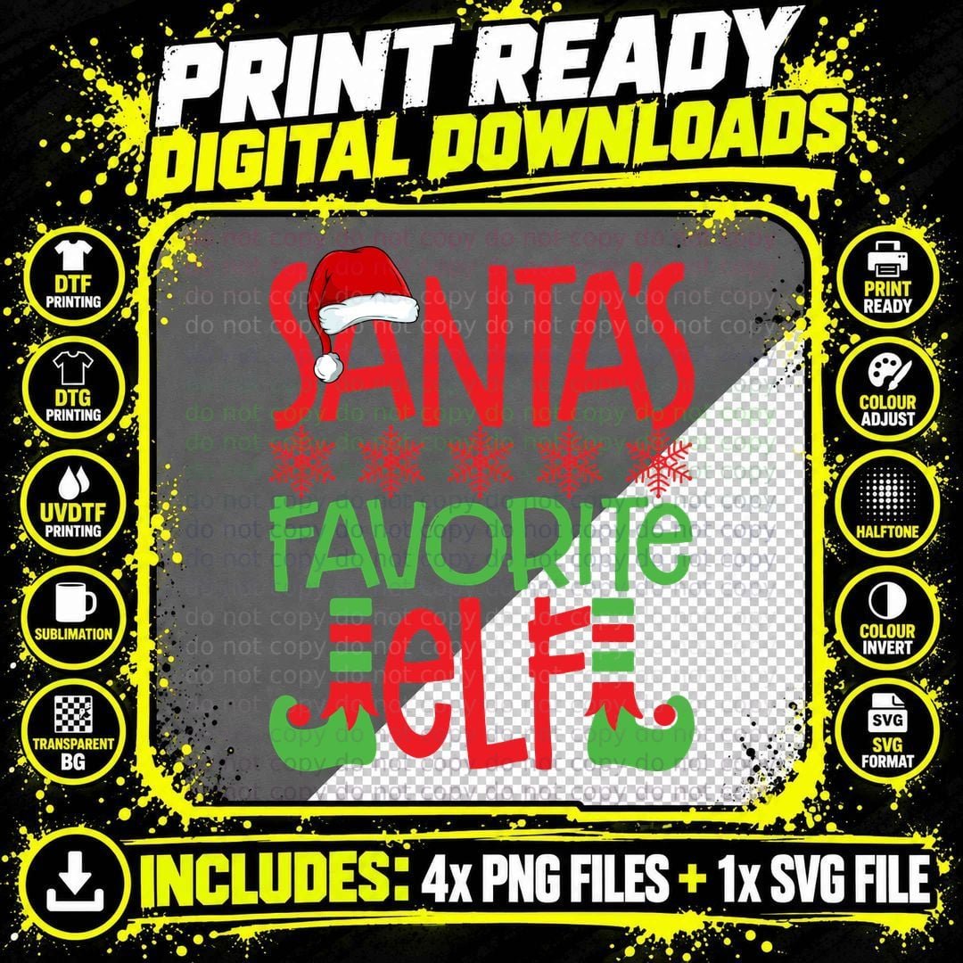 Santa's Favorite Jelf T-Shirt, Christmas Holiday Png SVG Digital Bundle