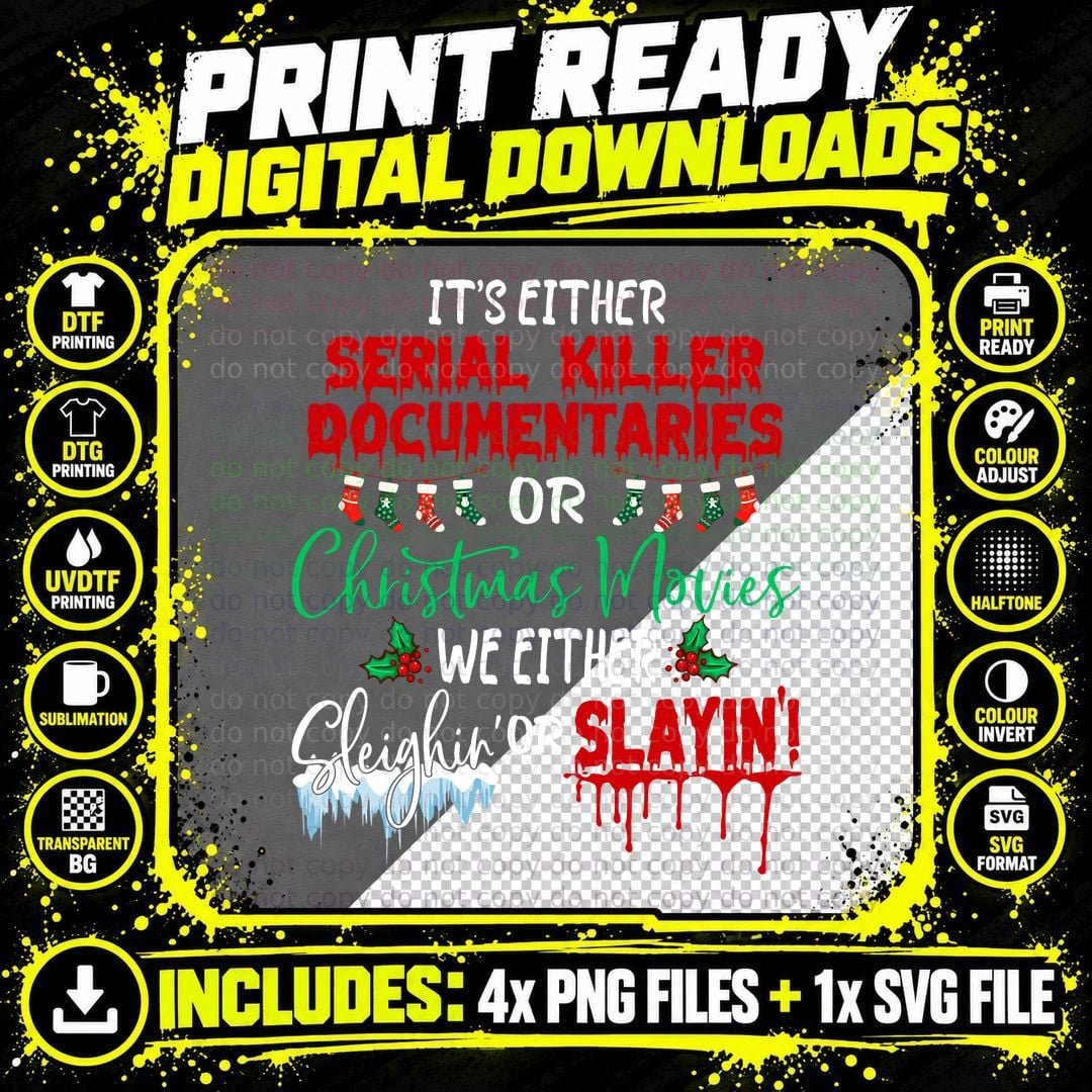 Serial Killer Documentaries Christmas Movies Sweatshirt Png SVG Digital Bundle