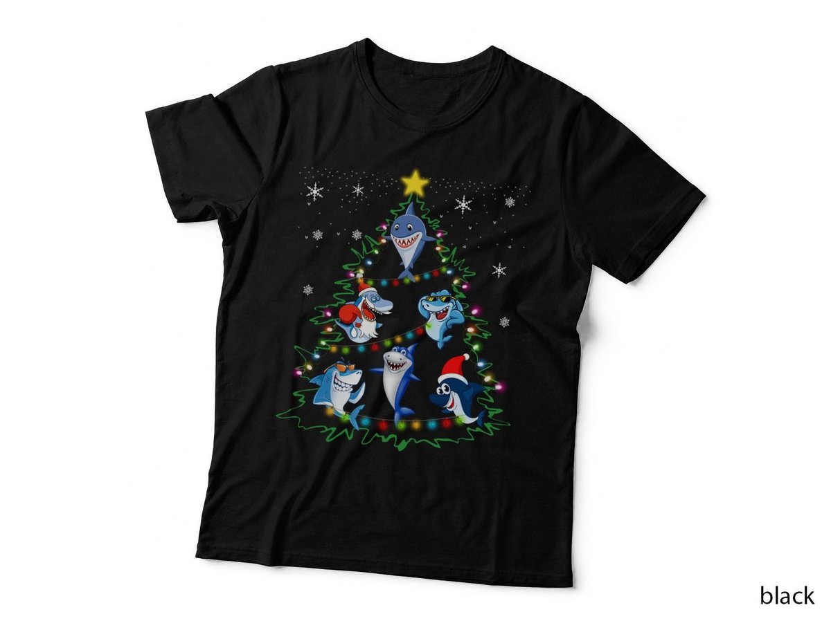 Shark Christmas Tree T-Shirt, Holiday Festive Theme, Pet Lover Apparel