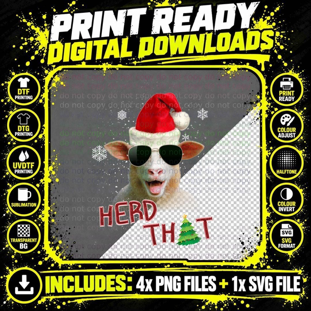 Sheep Herd That Cool Santa Hat T-Shirt Png SVG Digital Bundle