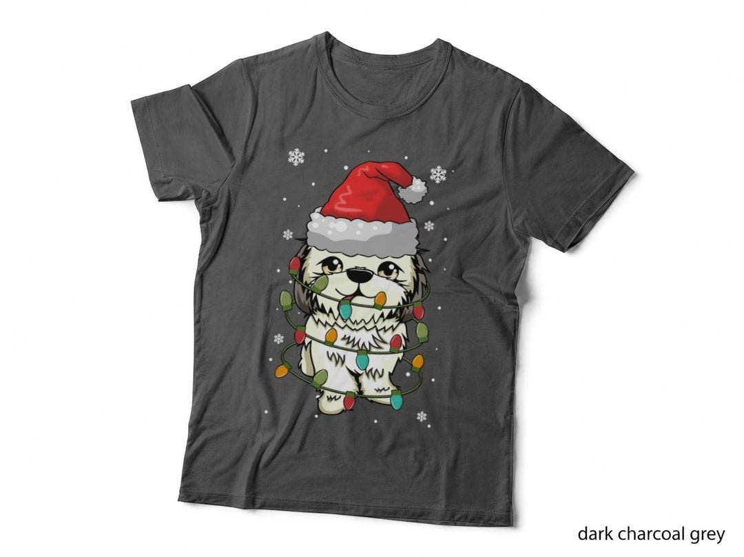 Shih Tzu Christmas Lights Cute T-Shirt, Festive Holiday Theme