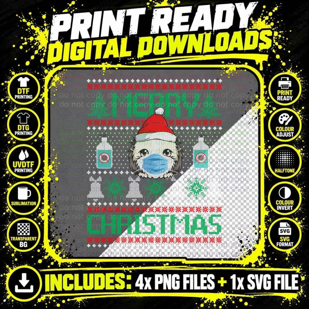Shih Tzu Mask Christmas T-Shirt, Festive Holiday Design Png SVG Digital Bundle