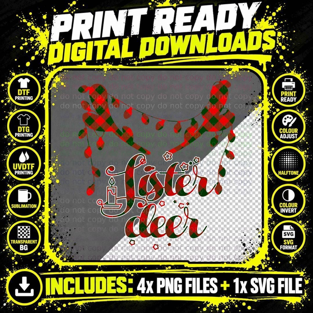 Sister Deer T-Shirt, Christmas Plaid Design Png SVG Digital Bundle
