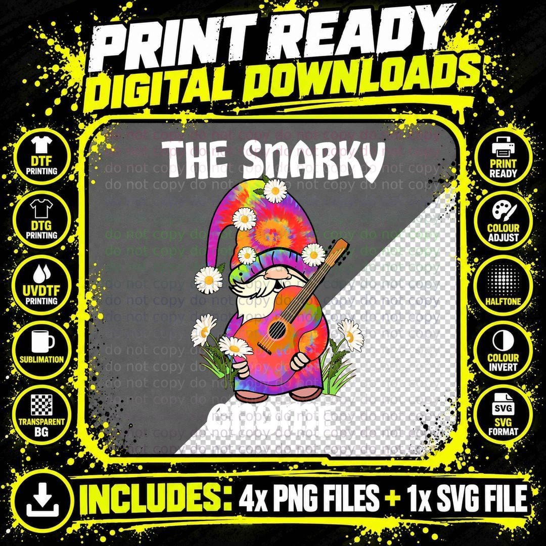 Snarky Gnome Merry Christmas Tie Dye Pajamas T-Shirt Png SVG Digital Bundle