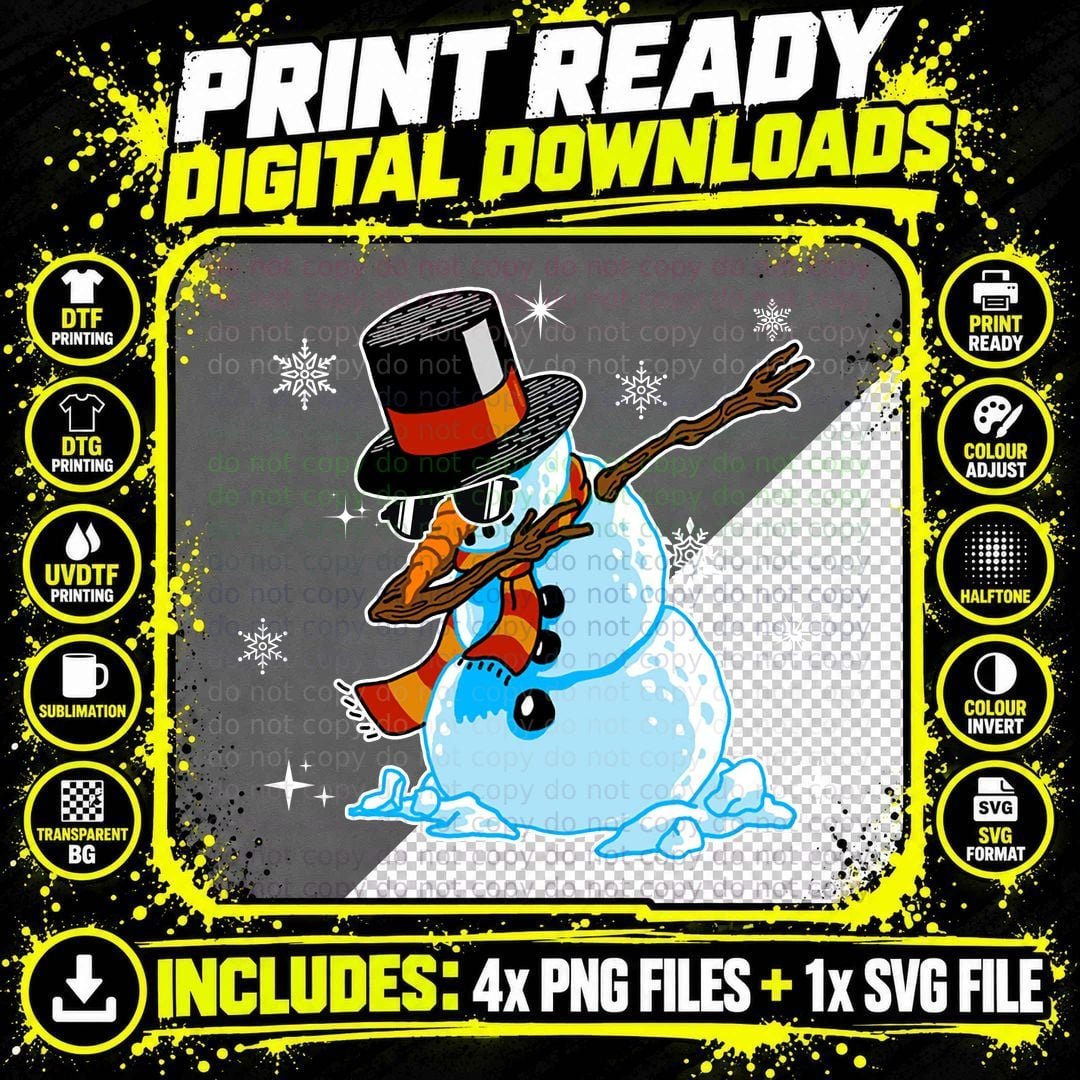 Snowman Dabbing T-Shirt, Winter Fun Design, Holiday Vibes Png SVG Digital Bundle